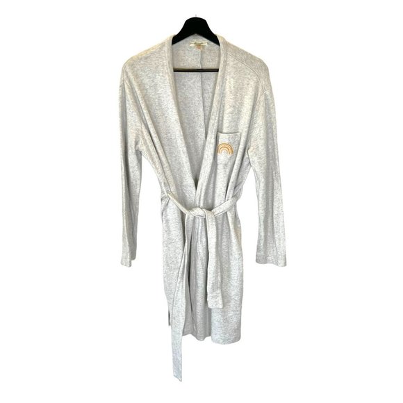 Madewell Grey Rainbow Embroidered Pocket Robe Small